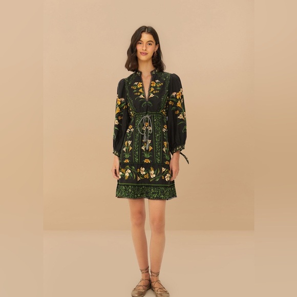 FARM Rio Dresses & Skirts - FARM Rio Black Flowers Arch Lenzing™ Ecovero™ Euroflax™ Mini Dress